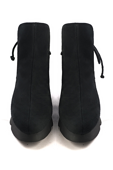Matt black women's ankle boots with laces at the back.. Top view - Florence KOOIJMAN